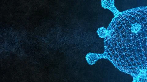 Virus Pandemic Wireframe Light Connection Structure 3D Rendering Copy Space 스톡 일러스트