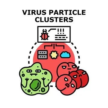 Virus particle clusters threatening network security concepts Stockillustratie