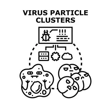 Virus particle clusters threatening network security concepts Stockillustratie