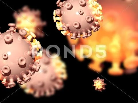 Virus particles, artwork Stock Illustration