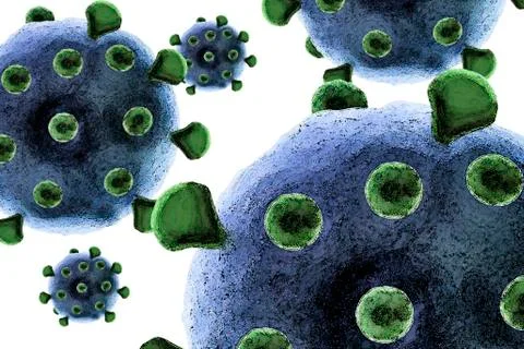 Virus particles, artwork Stock Illustration