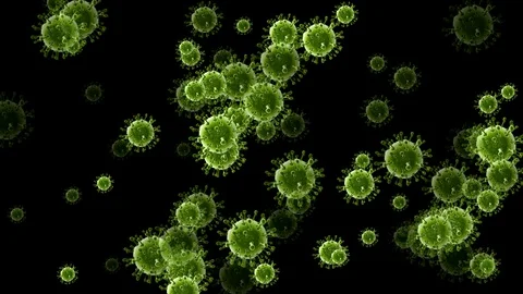 Virus particles motion graphics with dark background Stock Footage 129997427