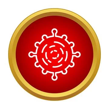 Virus pathogen icon on red button Stock Illustration