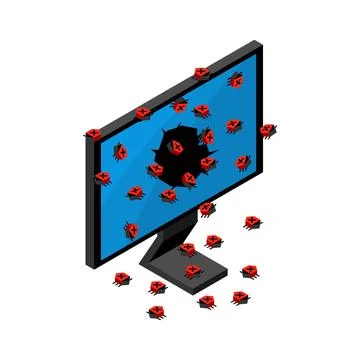 Virus from PC. Concept of Computer infection with spyware Illustrazione stock