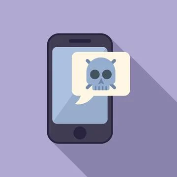 Virus phone icon flat vector. Fraud alert Illustrazione stock