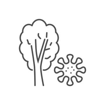 Virus on plant related vector thin line icon. Stock Illustration