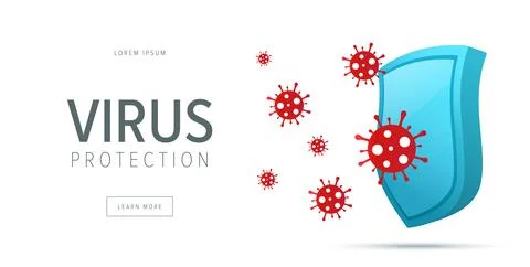 Virus protection concept. Security shield for virus protection. Stock Illustration