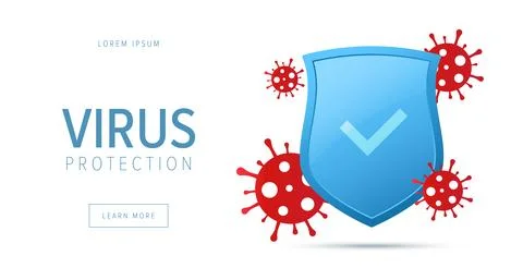 Virus protection concept. Security shield for virus protection. Stock Illustration