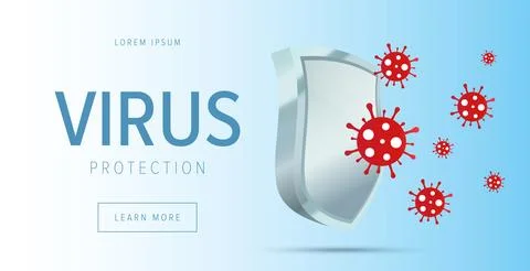 Virus protection concept. Security shield for virus protection. Stock Illustration