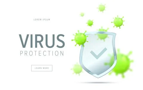 Virus protection concept. Security shield for virus protection. Stock Illustration