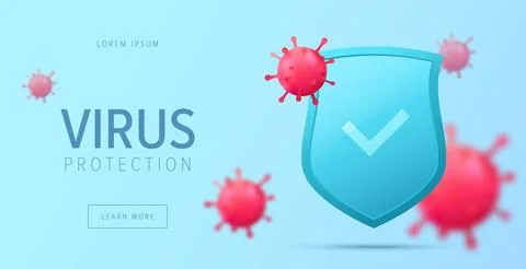 Virus protection concept. Security shield for virus protection. Stock Illustration