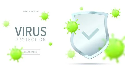 Virus protection concept. Security shield for virus protection. Stock Illustration