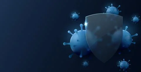 Virus protection concept. Vector shield Stock Illustration