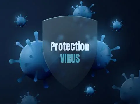 Virus protection concept. Vector shield Stock Illustration