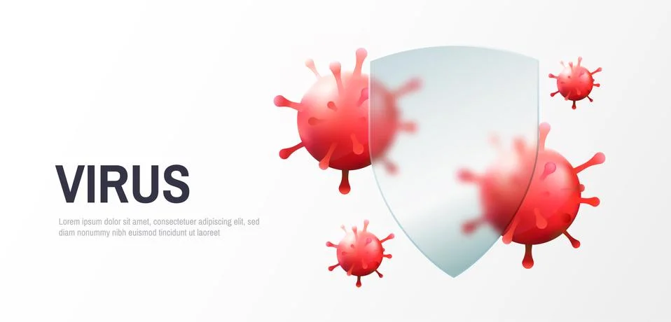 Virus protection concept. Vector shield Stock Illustration