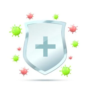 Virus protection concept. Vector shield Stock Illustration