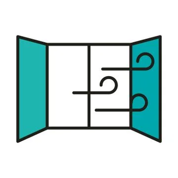 Virus protection, fresh ventilation window line and fill icon Stock Illustration