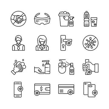 Virus Protection Icon Set Stock Illustration