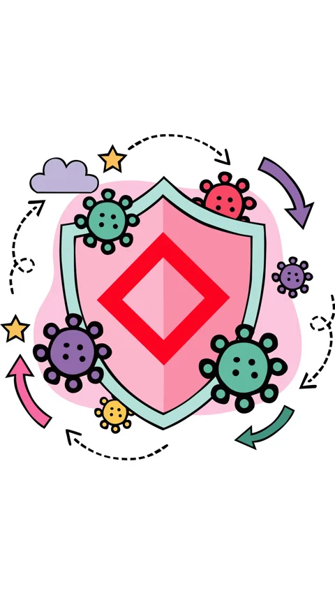 Virus Protection Shield and Immunity Defense Animation Vídeos de archivo 335810041