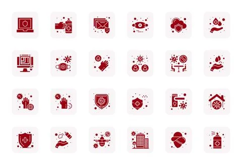 Virus Protection Vector Icon Repository containing 24 Filled High Resolutio.. Stock Illustration