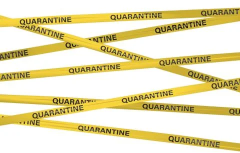 Virus quarantine warning. Do not cross yellow tape barrier. Danger zone access Stock Illustration