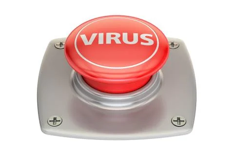 Virus red push button, 3D rendering Stock Illustration