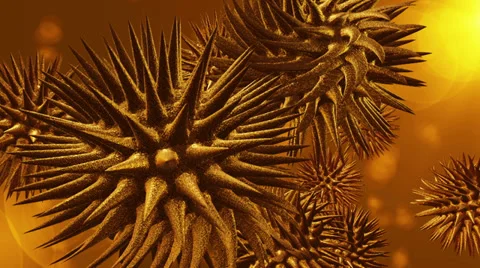 Virus red spinning GOLD Stock Footage 38646216