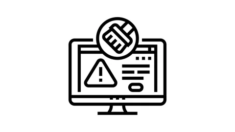 Virus removal repair computer line icon animation Stock Footage 326132439
