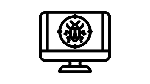 Virus removal repair computer line icon animation Stock Footage 326758583
