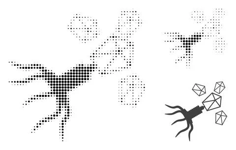 Virus Replication Halftone Dotted Icon Stock Illustration