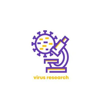 Virus research vector logo with a microscope Stock Illustration