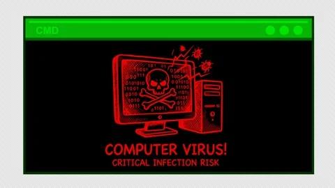 Virus risk pc concept animation cmd prompt Stock Footage 335247665