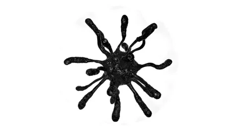 A virus, a rotating model, looks like this under a microscope Stock Footage 146512101