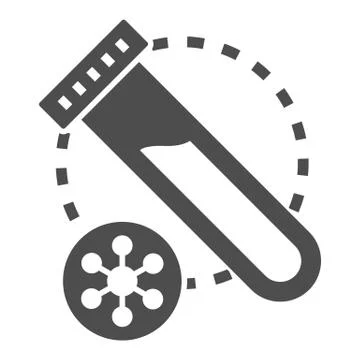 Virus sample for analysis solid icon, Medical tests concept, Plastic test tube Illustrazione stock
