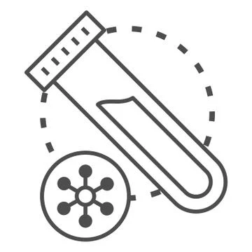 Virus sample for analysis thin line icon, Medical tests concept, Plastic test Stock Illustration