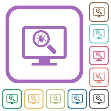 Virus scanning on computer simple icons Illustrazione stock