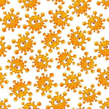 Virus seamless pattern, cartoon microbes cells Stock Illustration