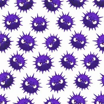 Virus seamless pattern, cartoon microbes cells Illustrazione stock