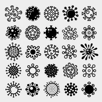 Virus set. Collection icon virus. Vector Stock Illustration