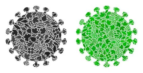 Virus Shell Icon Eco Mosaic of Leaves Illustrazione stock