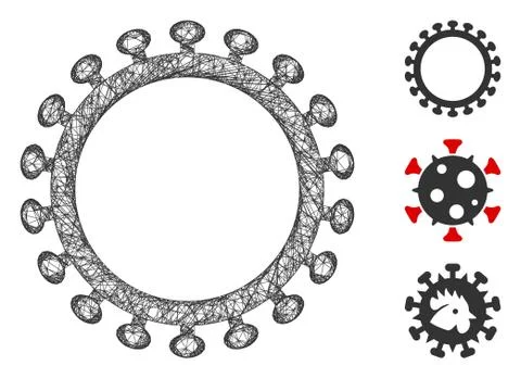 Virus Shell Polygonal Web Vector Mesh Illustration Stock Illustration