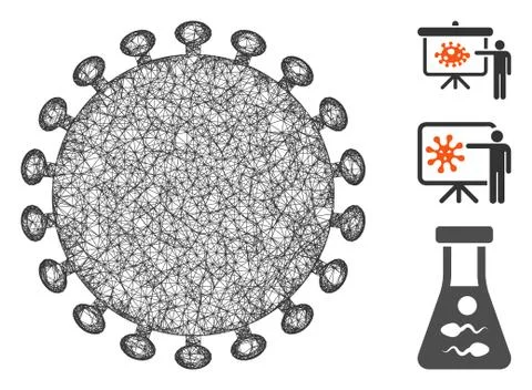 Virus Shell Polygonal Web Vector Mesh Illustration Stock Illustration
