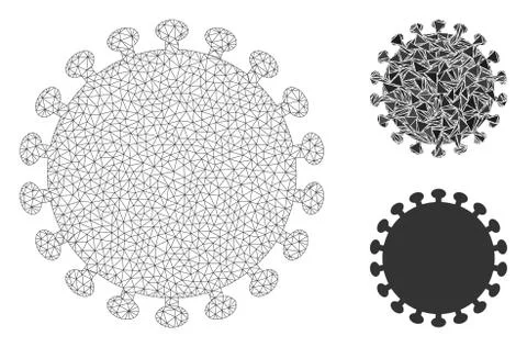 Virus Shell Vector Mesh Network Model and Triangle Mosaic Icon Illustrazione stock