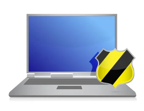 Virus shield computer protection illustration design over white Stock Illustration