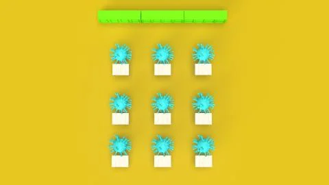 Virus siting in the classroom  3d rendering Stock Illustration