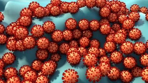Virus size, Coronavirus size compared to cell, Virus attacking a human cell, Mic Иллюстрация