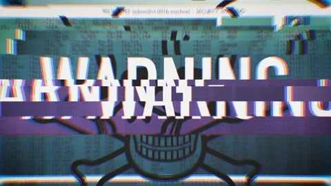 Virus Skull Technology Glitch TV Computer Screen Overlay for Backgrounds Stock Footage 162890554