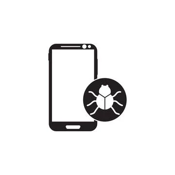 Virus in smart phone icon. Elements of cyber security icon. Premium quality Stock Illustration
