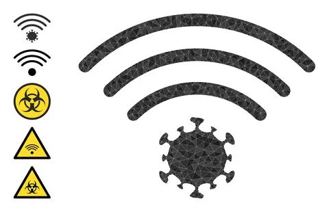 Virus Source Polygonal Icon and Other Icons Stock Illustration