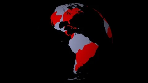 Virus spreading across rotating 3D globe, worldwide pandemic, alpha channel, 4K Stock Footage 125839151
